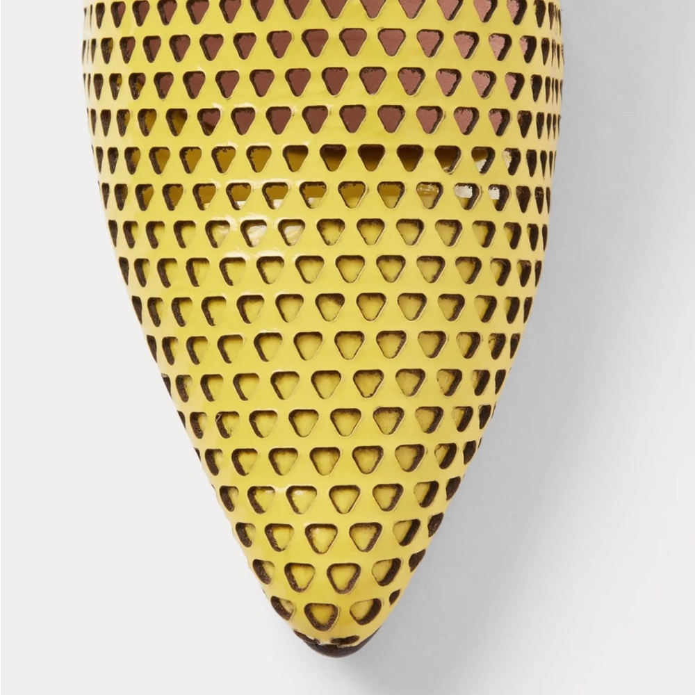 Rachel Comey Clemmie Kitten S-Punch Yellow Perforated Heels - Picture 3 of 10